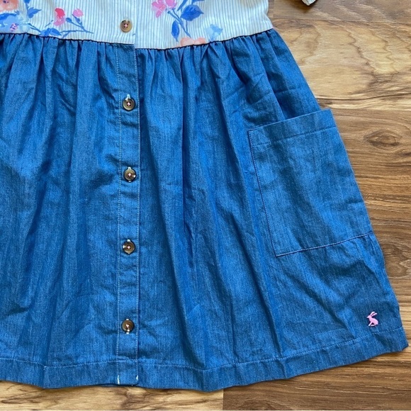 Joules Girl's 9-10 yr. Floral Chambray Liddie Luxe Dress - Picture 6 of 12